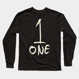 Hand Drawn Number Letter 1 One Long Sleeve T-Shirt